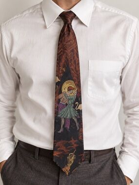 Vintage Martin Wong Napa CA Novelty Silk Tie Art Deco Dancing Couple